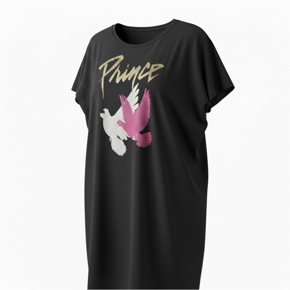 Prince Graphic T-Shirt with Pink and White Dove Design from Torrid
